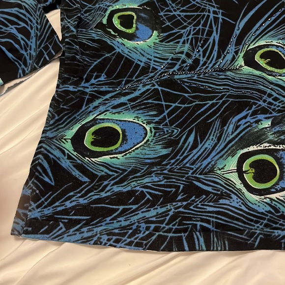 3 for $10*  Peacock and beaded sweater with 3/4 sleeve - Picture 3 of 7